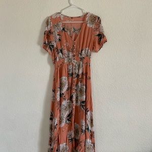 Coral Floral Dress